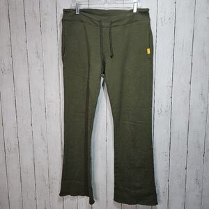 Yellow Label Company Women's Green Cotton Flare Sweatpants Size Small Pockets.